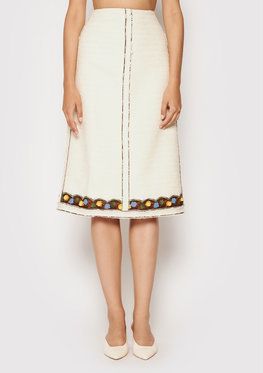 Tory Burch Trapézová sukňa Tweed 83582 Béžová Regular Fit