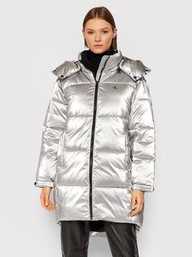 Calvin Klein Jeans Vatovaná bunda J20J216872 Strieborná Oversize