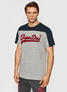 Superdry Tričko Colourblock M1011339A Sivá Regular Fit