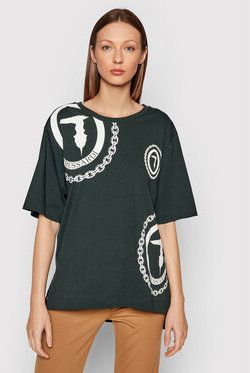 Trussardi Tričko Logo Print 56T00413 Zelená Oversize