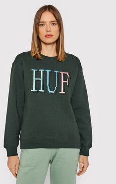 HUF Mikina 8-Bit Crew WPF0009 Zelená Relaxed Fit