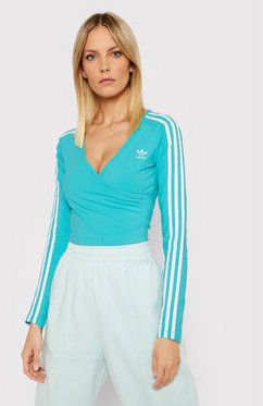 adidas Blúzka adicolor Classics Cropped HE4958 Modrá Slim Fit