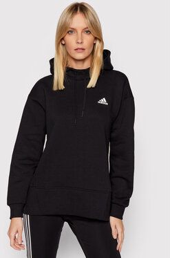 adidas Mikina Essentials Studio Fleece HD6746 Čierna Loose Fit