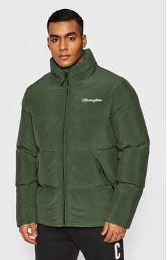 Champion Vatovaná bunda High Neck Script Logo 216953 Zelená Regular Fit