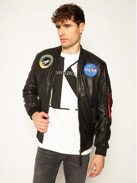 Alpha Industries Bunda z imitácie kože Ma-1 Nasa 126151 Čierna Regular Fit