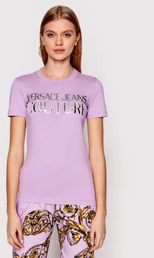 Versace Jeans Tričko Mirror 72HAHG01 Fialová Regular Fit