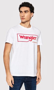 Wrangler Tričko Frame Logo W7H3D3989 Biela Regular Fit