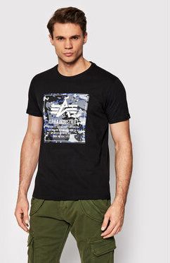 Alpha Industries Tričko Camo 198504 Čierna Regular Fit