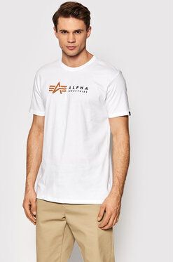 Alpha Industries Tričko Alpha Label 118502 Biela Regular Fit