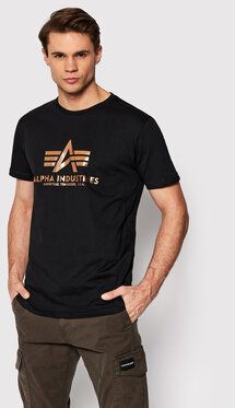 Alpha Industries Tričko Basic Foll Print 100501FP Čierna Regular Fit