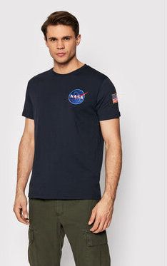 Alpha Industries Tričko Space Shuttle 176507 Tmavomodrá Regular Fit