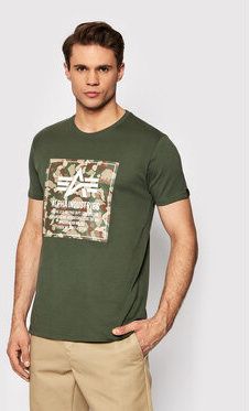 Alpha Industries Tričko Camo Block 198504 Zelená Regular Fit