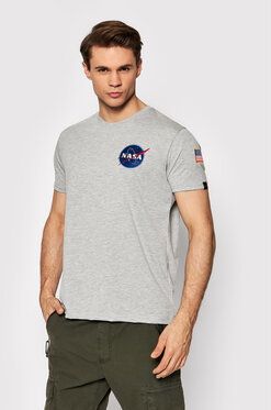 Alpha Industries Tričko Space Shuttle 176507 Sivá Regular Fit