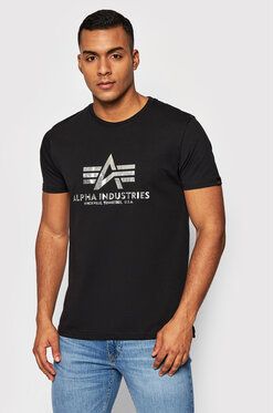 Alpha Industries Tričko Basic Foll Print 100501FP Čierna Regular Fit