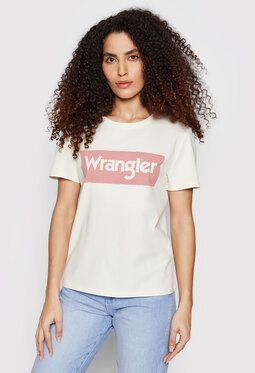 Wrangler Tričko Box Logo W7P3D3C11 Béžová Regular Fit