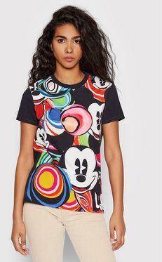 Desigual Tričko DISNEY Mickey Marbles 22SWTKAP Čierna Regular Fit