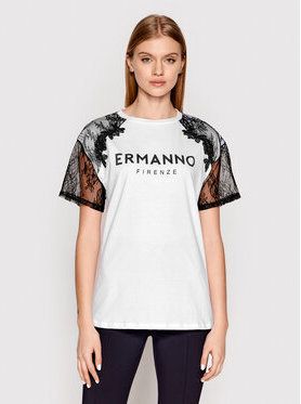 Ermanno Firenze Tričko D40EL046EE8 Biela Regular Fit