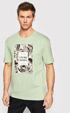 Jack&Jones Tričko Flower 12205874 Zelená Relaxed Fit