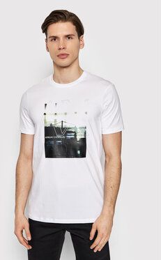 Armani Exchange Tričko 3LZTAP ZJE6Z 1100 Biela Slim Fit