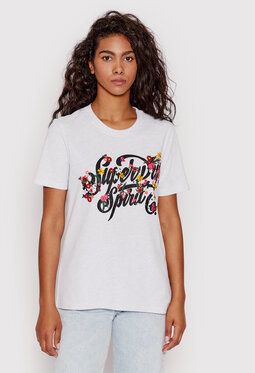 Superdry Tričko Script Style Floral W1010733A Sivá Regular Fit