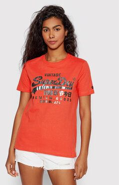 Superdry Tričko Vintaeg Logo Tonal W1010696A Červená Regular Fit