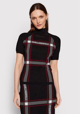 KARL LAGERFELD Rolák Check Knitted 220W2002 Čierna Regular Fit