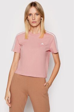 adidas Tričko Essentials Loose 3-Stripes HF7245 Ružová Relaxed Fit