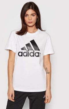 adidas Tričko Essentials Logo Boyfriend GL0779 Biela Loose Fit