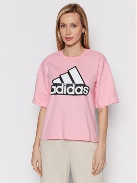 adidas Tričko Essentials Logo HC9184 Ružová Loose Fit