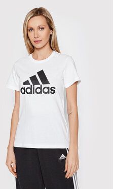 adidas Tričko Loungewear Essentials Logo GL0649 Biela Regular Fit