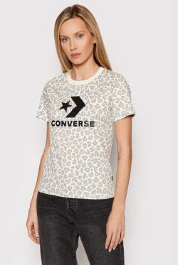 Converse Tričko Center Front Star Chevron Leopard 10022364-A01 Béžová Regular Fit