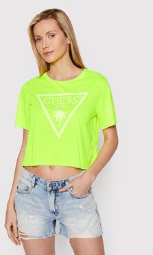 Guess Tričko E02I01 KB9I0 Zelená Regular Fit