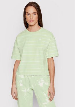 Vans Tričko Time Off Stripe VN0A5LK8 Zelená Relaxed Fit