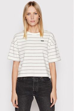 Vans Tričko Time Off Stripe VN0A5LK8 Béžová Relaxed Fit