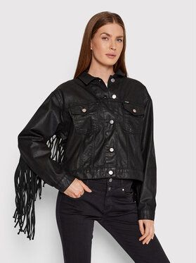 Wrangler Džínsová bunda FENDER Fringe W473G2100 Čierna Relaxed Fit