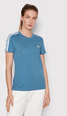 adidas Tričko Essentials 3-Stripes HF7238 Modrá Slim Fit