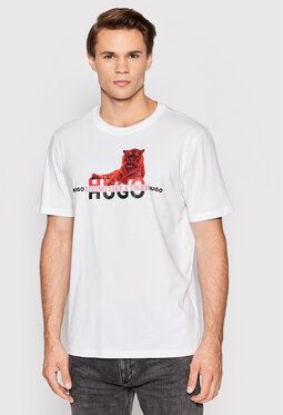 Hugo Tričko Datertiger 50467356 Biela Regular Fit