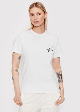 Tommy Jeans Tričko Signature DW0DW12940 Biela Relaxed Fit