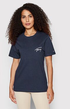 Tommy Jeans Tričko Signature DW0DW12940 Tmavomodrá Relaxed Fit
