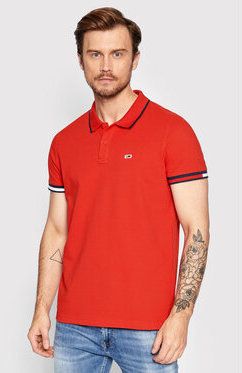 Tommy Jeans Polokošeľa Tjm Flag Cuffs DM0DM12963 Červená Regular Fit