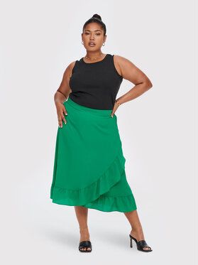 ONLY Carmakoma Midi sukňa Luxmille 15265902 Zelená Regular Fit
