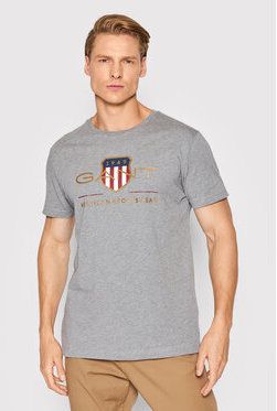 Gant Tričko D2 Archive Shield 2003099 Sivá Regular Fit