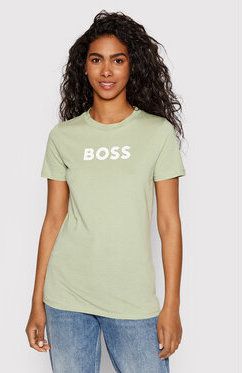 Boss Tričko Logo-Print Zelená Regular Fit