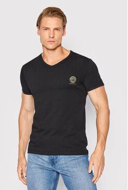 Versace Tričko Scollo AUU01004 Čierna Regular Fit