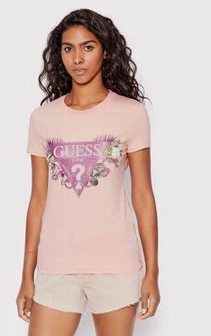 Guess Tričko W2YI29 J1311 Ružová Slim Fit