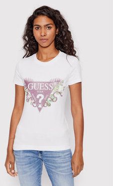Guess Tričko W2YI29 J1311 Biela Slim Fit