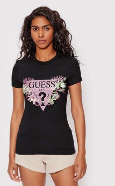 Guess Tričko W2YI29 J1311 Čierna Slim Fit