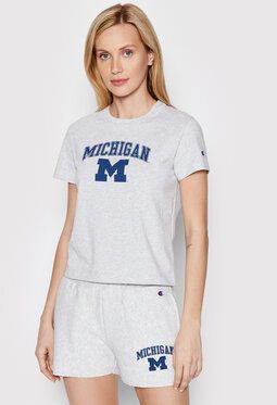Champion Tričko College Print 115114 Sivá Custom Fit