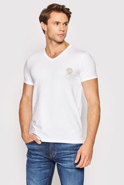 Versace Tričko Scollo AUU01004 Biela Regular Fit