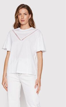 KARL LAGERFELD Tričko Logo Tape 221W1701 Biela Relaxed Fit